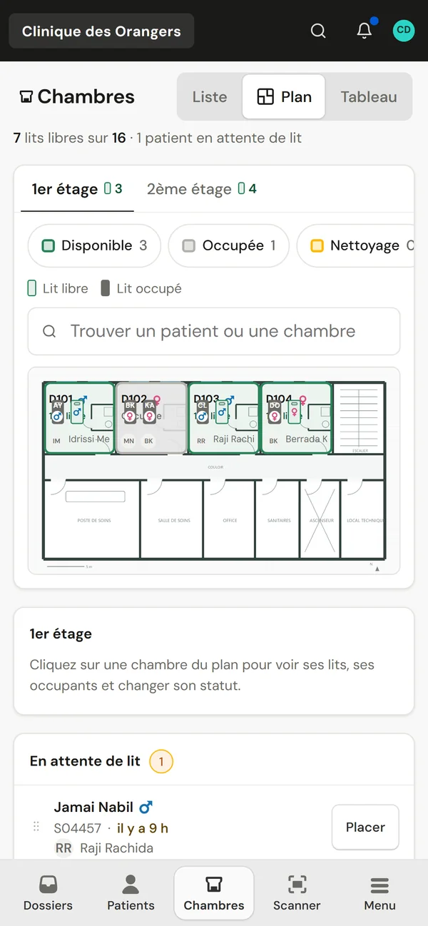Le plan de l'étage sur un téléphone